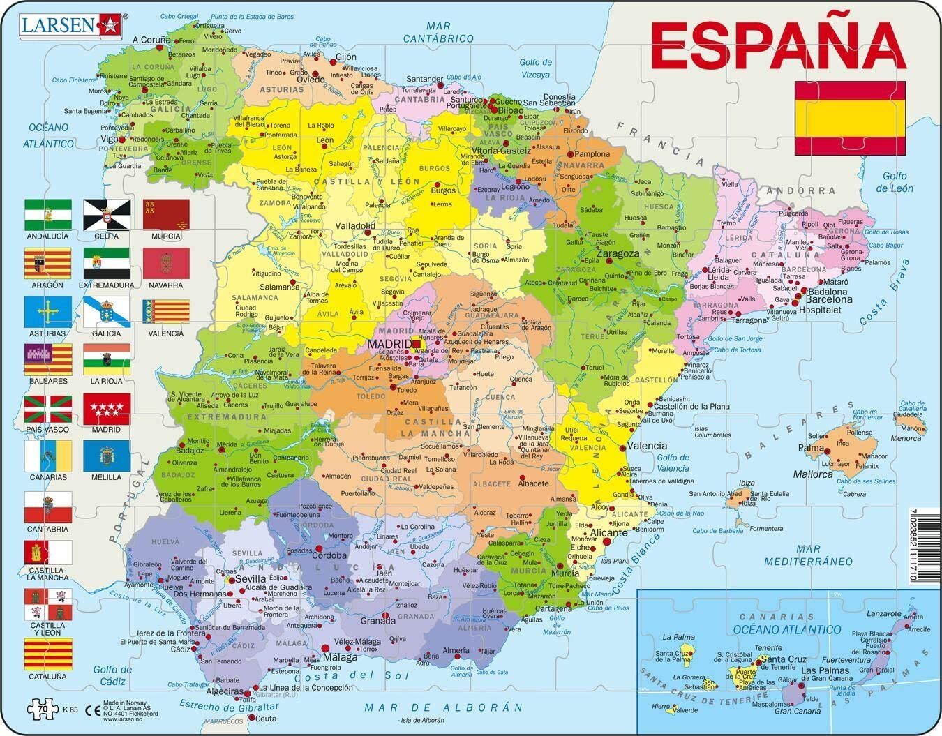 Cover: 7023852111710 | Puzzle - Spanien (politisch) | Puzzle | Larsen | EAN 7023852111710