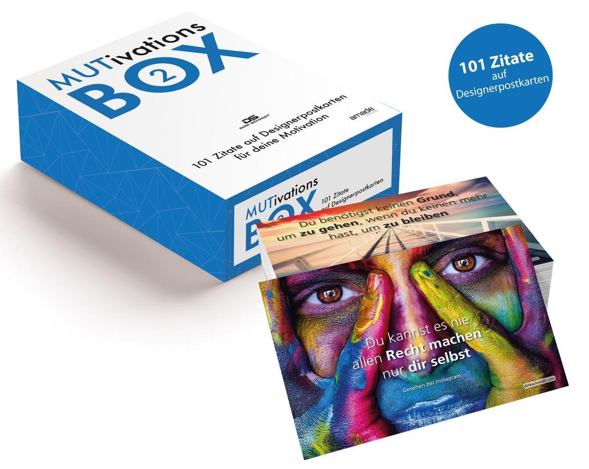 Cover: 9783982255309 | MUTivationsbox 2 - 101 Zitate im Postkartenformat | Dirk Schmidt | Box