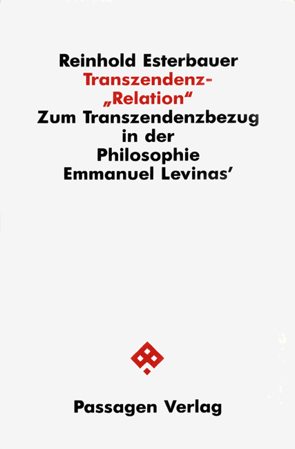 Cover: 9783851650013 | Transzendenz-"Relation" | Reinhold Esterbauer | Taschenbuch