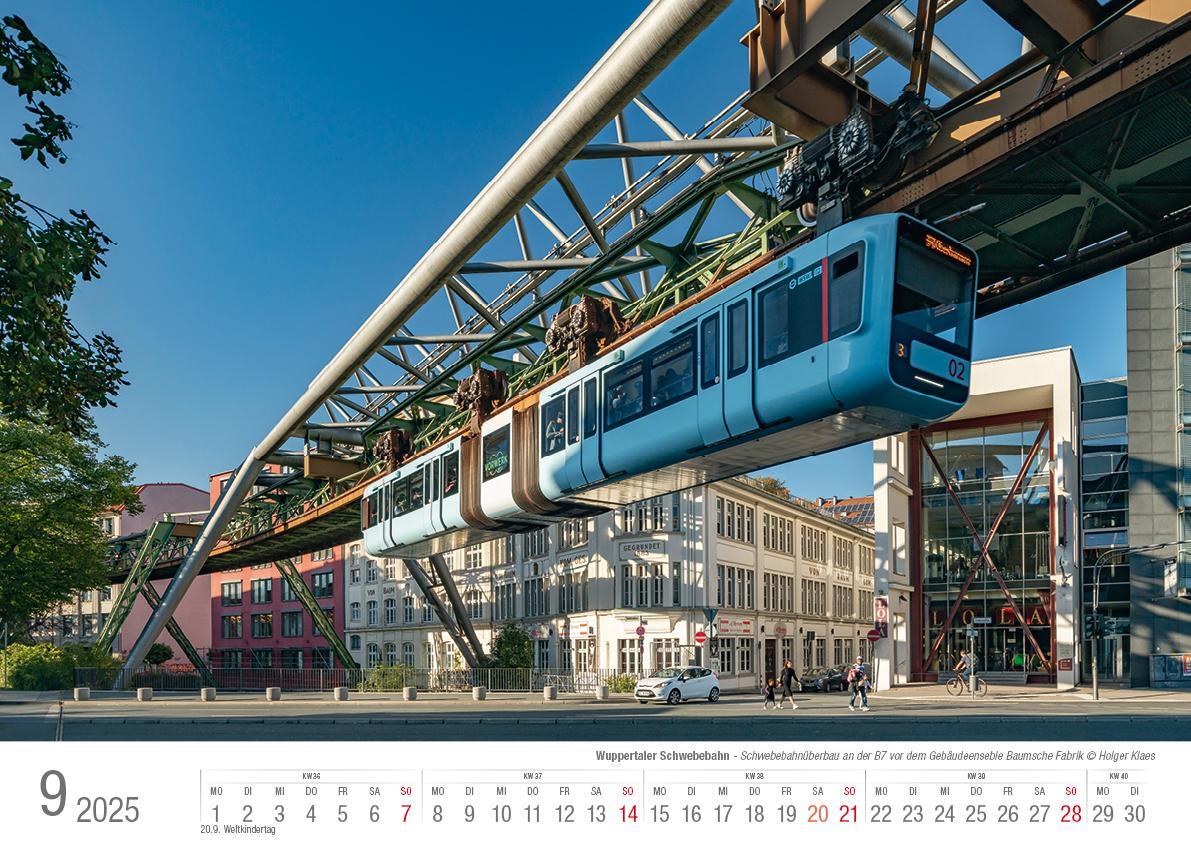 Bild: 9783965352285 | Wuppertaler Schwebebahn 2025 Bildkalender A3 Spiralbindung | Klaes