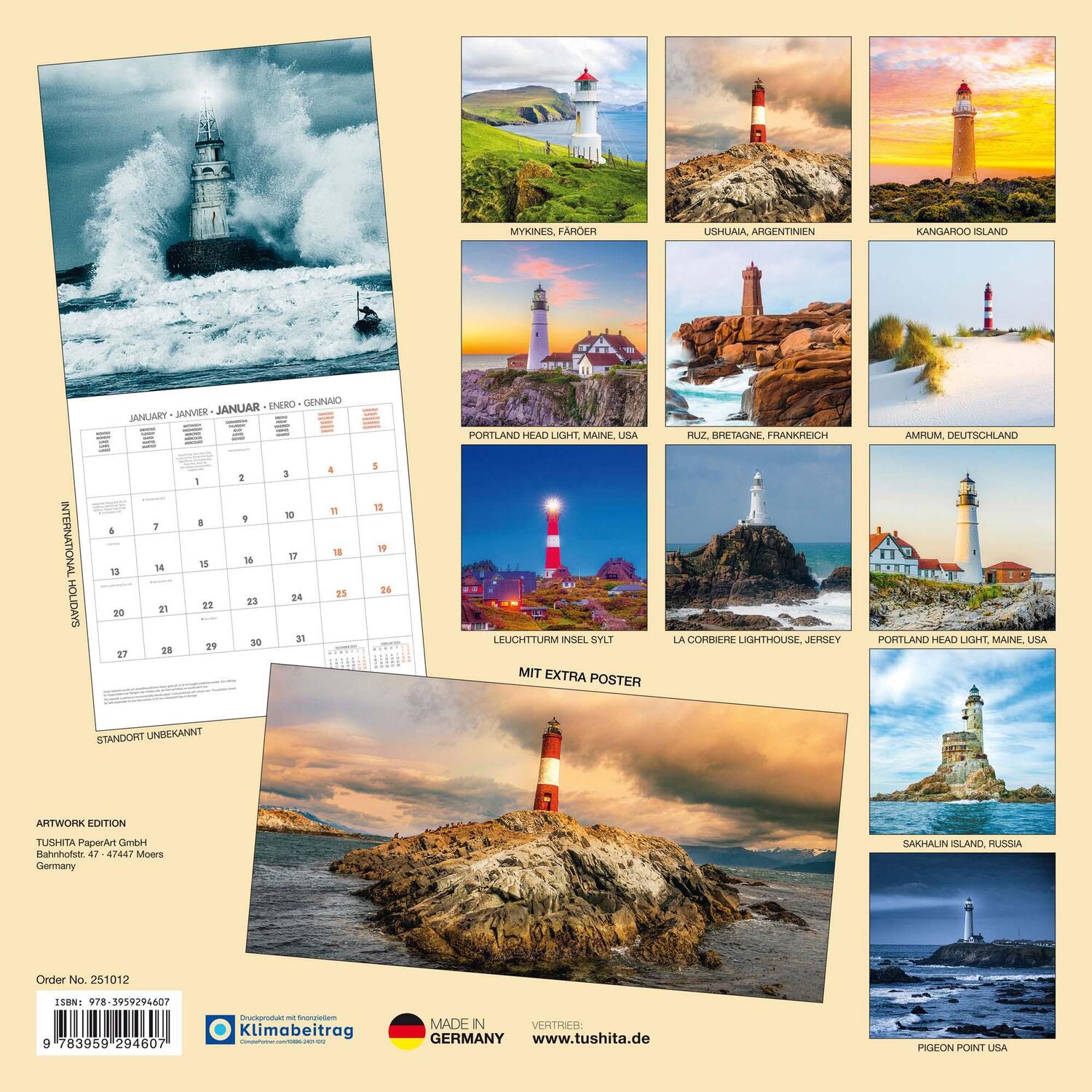 Rückseite: 9783959294607 | Leuchttürme 2025 | Kalender 2025 | Kalender | Artwork Edition | 28 S.