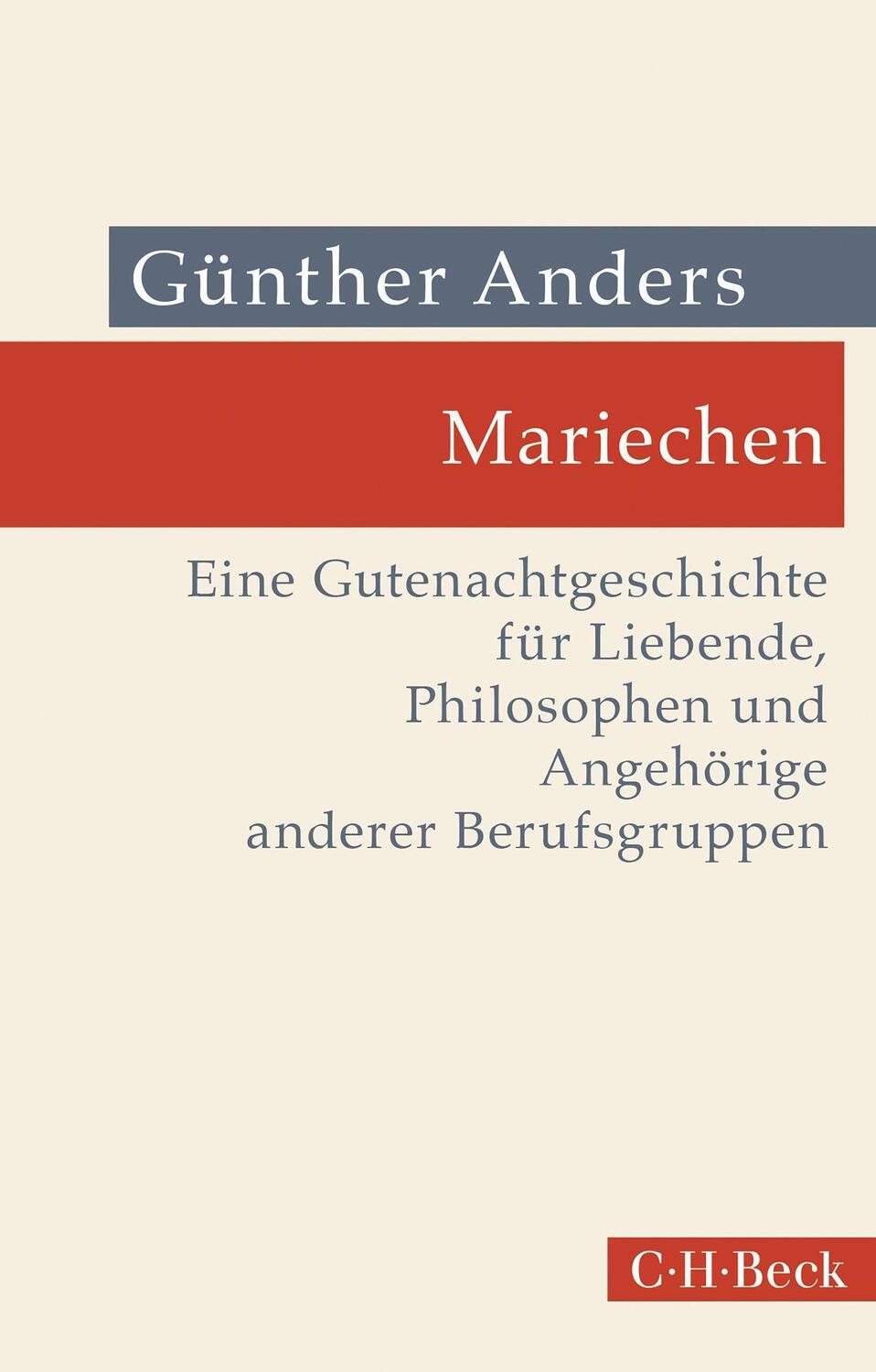 Cover: 9783406782220 | Mariechen | Günther Anders | Taschenbuch | Beck'sche Reihe | 86 S.