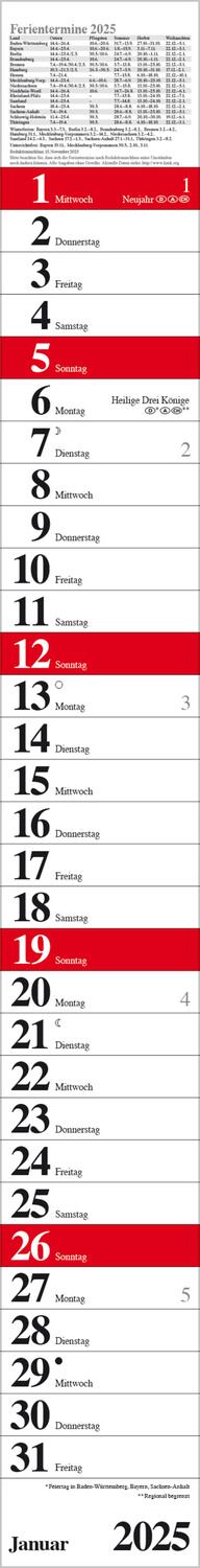 Bild: 9783731879534 | Streifenplaner Praktika Rot 2025 | Verlag Korsch | Kalender | 12 S.