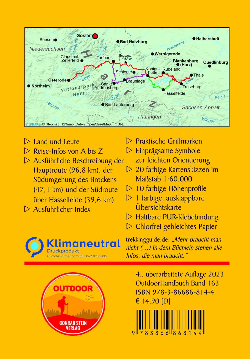 Rückseite: 9783866868144 | Harz: Hexenstieg | Andreas Happe | Taschenbuch | Outdoor Wanderführer