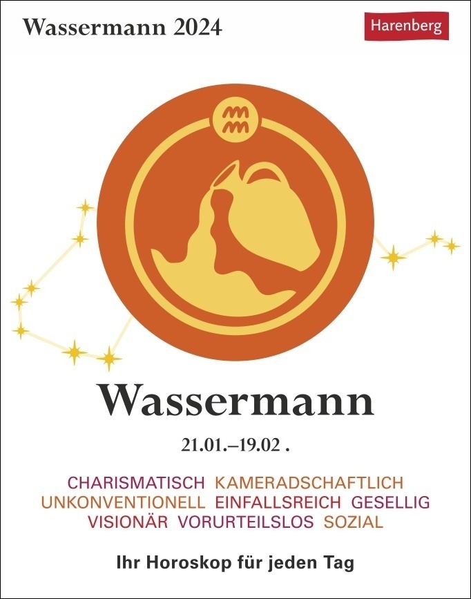 Cover: 9783840031311 | Wassermann Sternzeichenkalender 2024: Tagesabreißkalender....