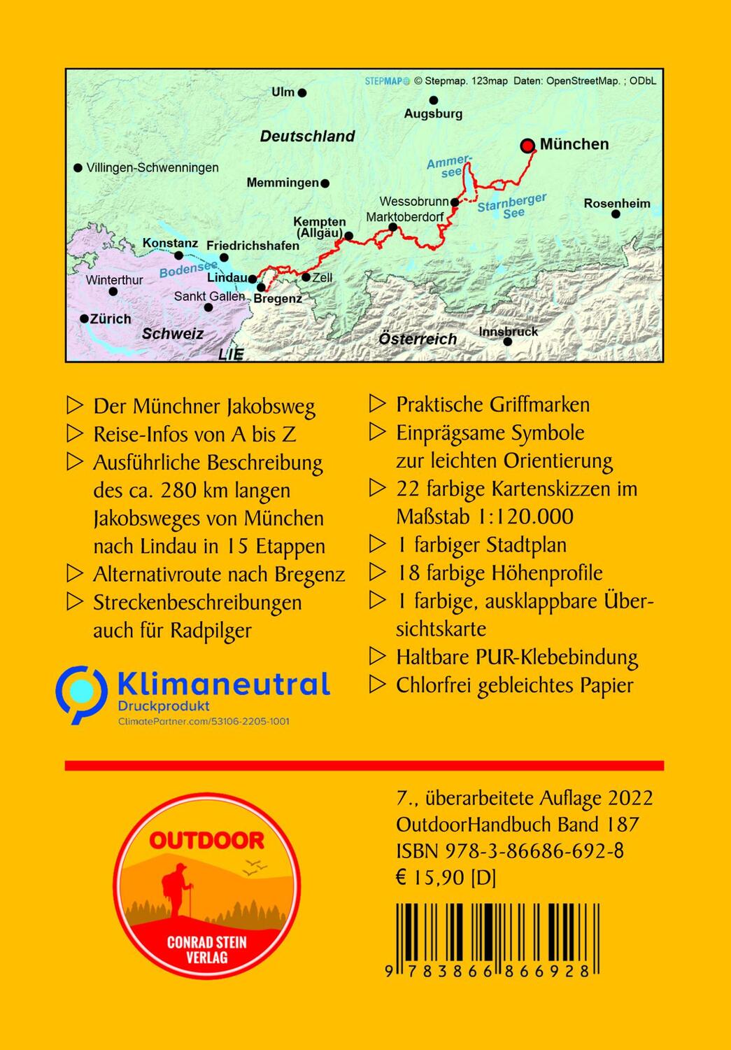 Rückseite: 9783866866928 | Jakobsweg München - Lindau | mit Variante nach Bregenz | Haupt | Buch
