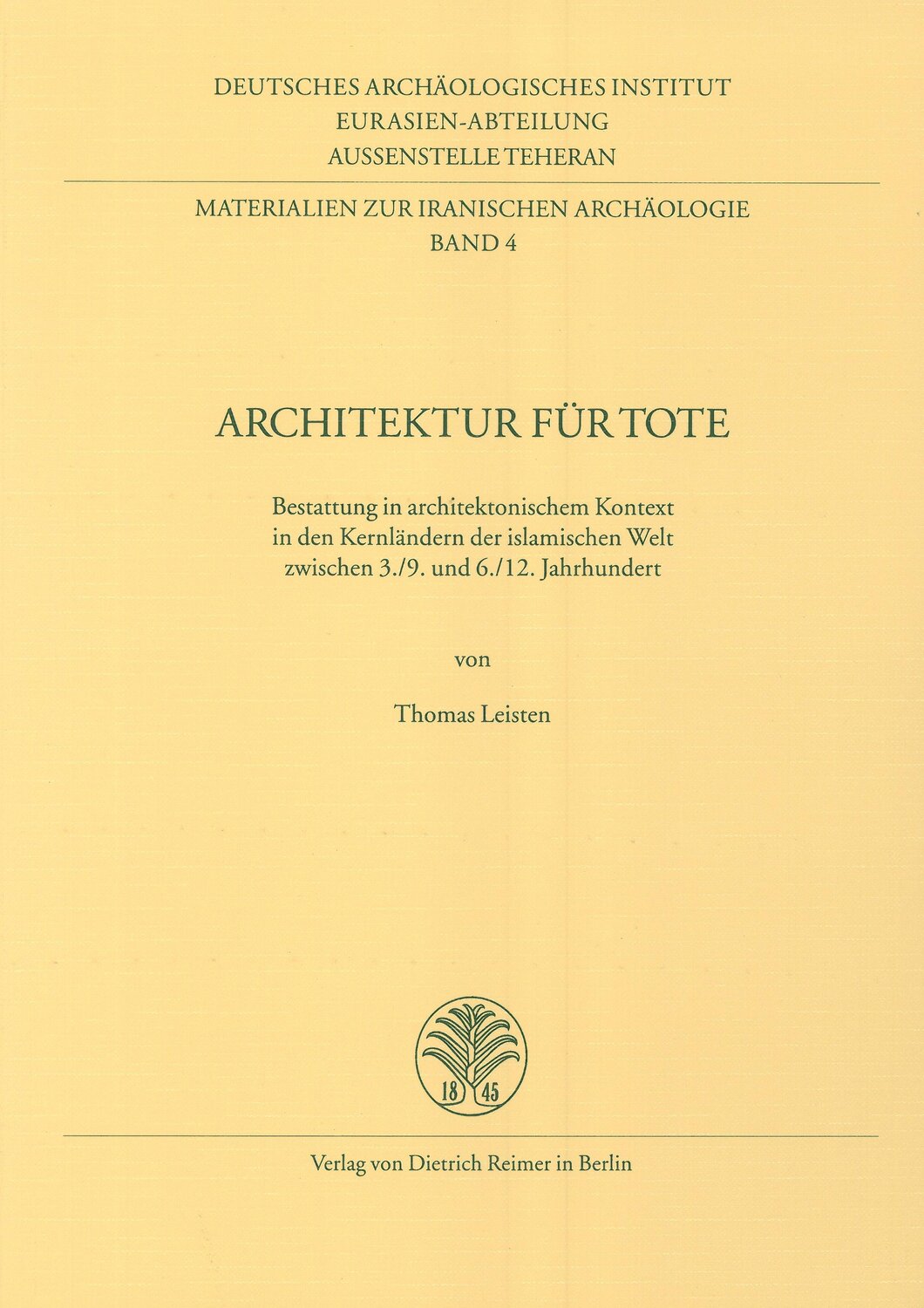 Cover: 9783496026402 | Architektur für Tote | Materialien zur iranischen Archäologie 5 | Buch