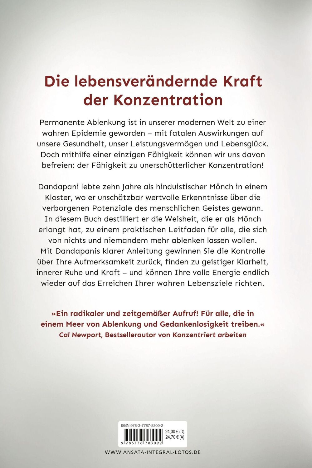 Bild: 9783778783092 | Fokus. Die Kraft der Konzentration | Dandapani | Buch | 352 S. | 2023