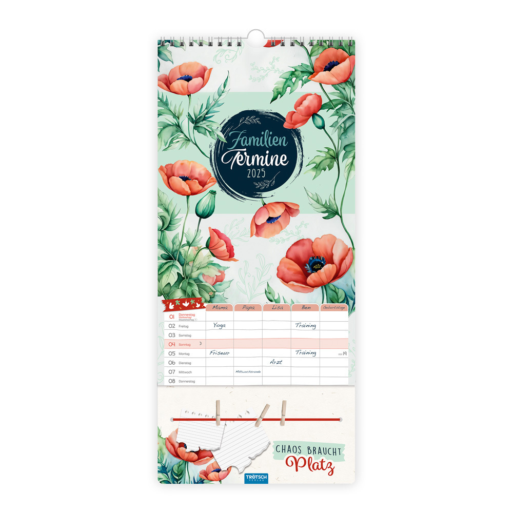 Cover: 9783988022523 | Trötsch Premium-Familienkalender Familientermine Blumen 2025 | Co.KG