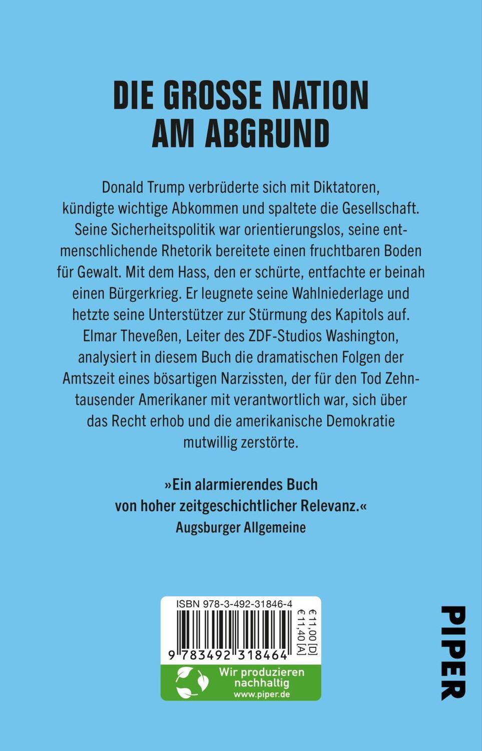 Rückseite: 9783492318464 | Die Zerstörung Amerikas | Elmar Theveßen | Taschenbuch | 336 S. | 2021