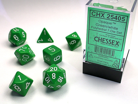 Cover: 601982021269 | Opaque Polyhedral Green/white 7-Die Set | deutsch | Chessex