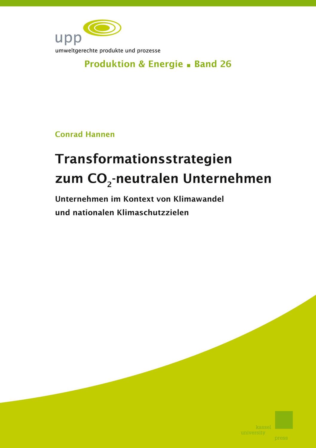 Cover: 9783737609463 | Transformationsstrategien zum CO2-neutralen Unternehmen | Hannen