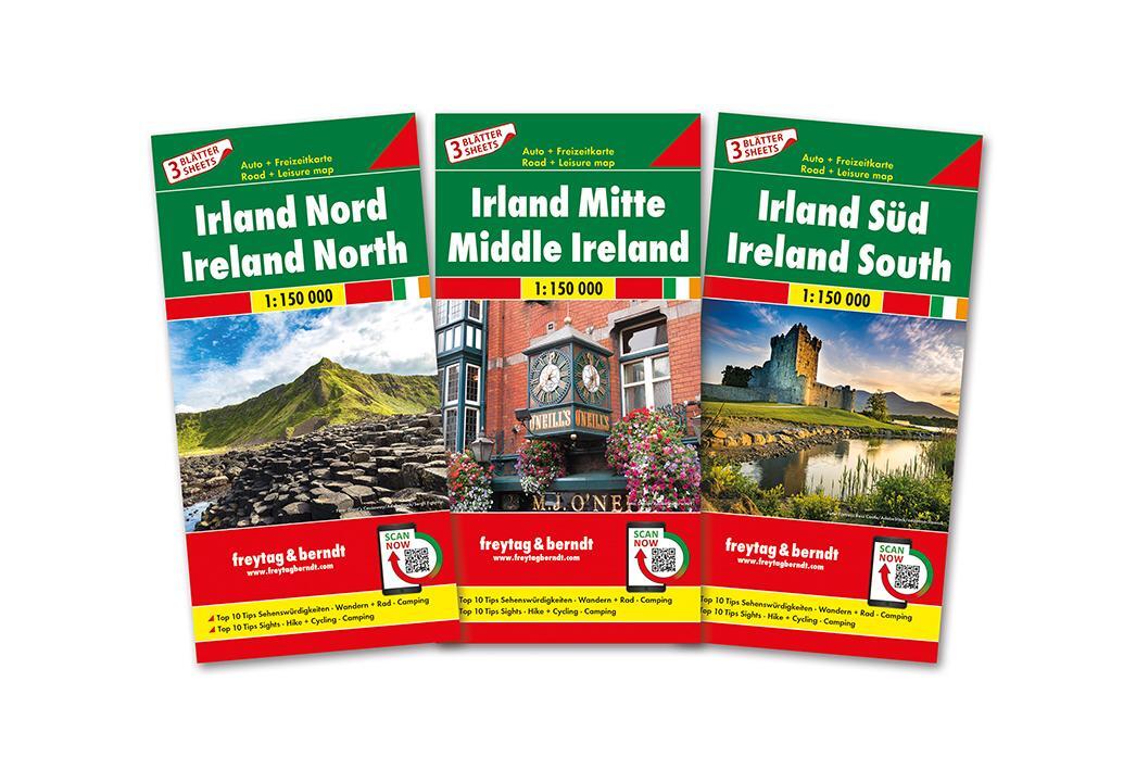 Cover: 9783707918007 | Irland, Autokarten-Set 1:150.000, 3 Blätter in Kunststoff-Hülle LZ...