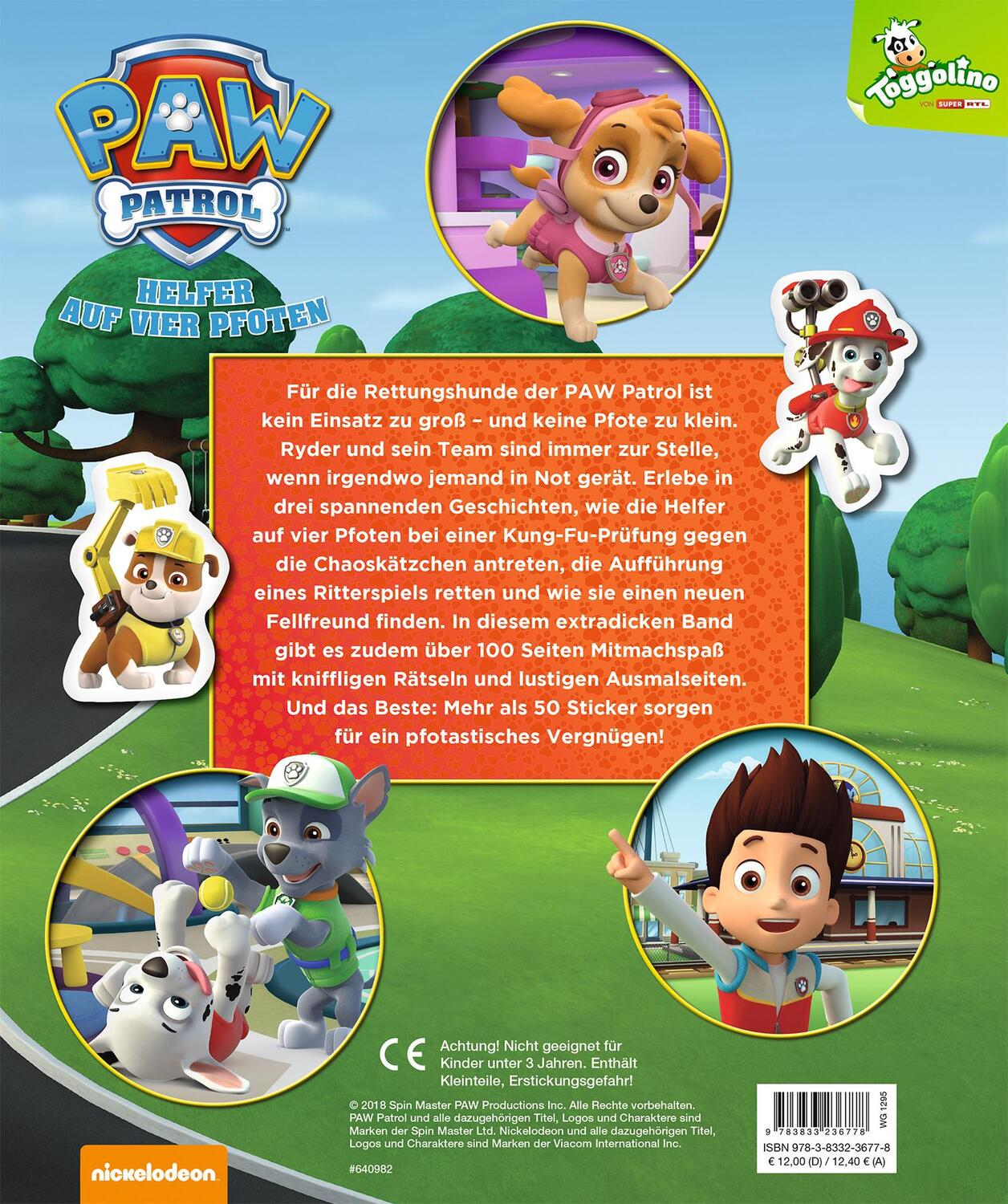 Rückseite: 9783833236778 | PAW Patrol: Mein Lieblingsbuch | Geschichten, Sticker, Ausmalseiten