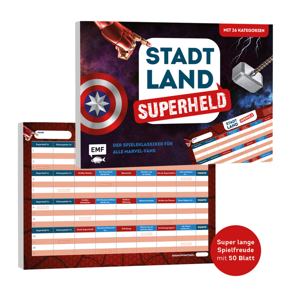 Bild: 4260478341555 | Stadt, Land, Superheld - Der Spieleklassiker für alle Marvel-Fans