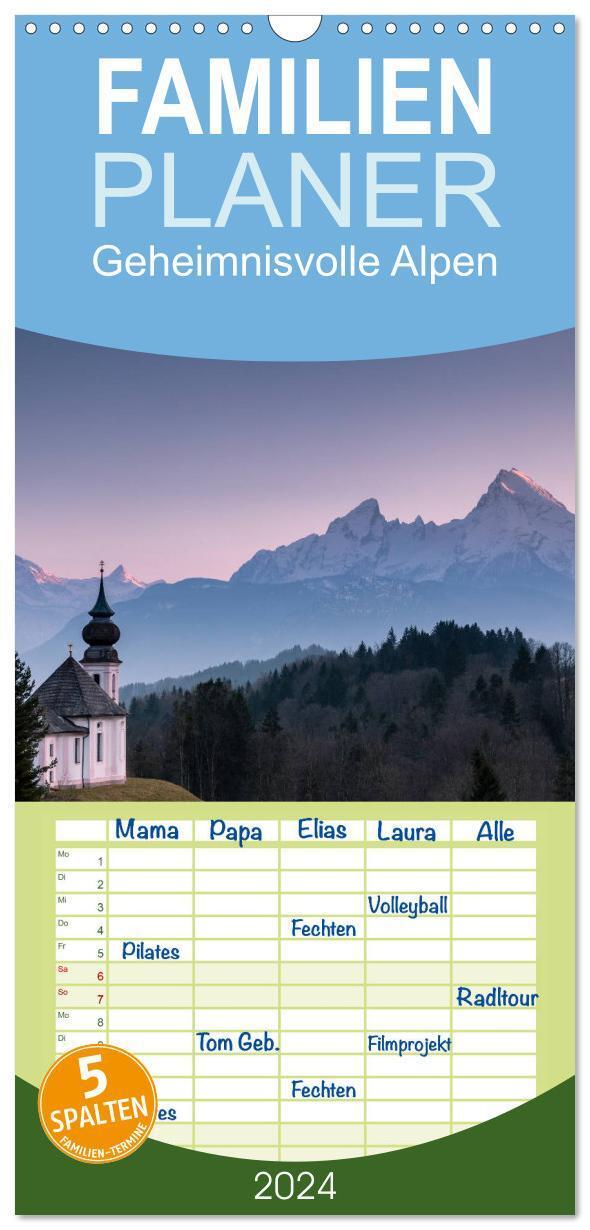 Cover: 9783383067662 | Familienplaner 2024 - Geheimnisvolle Alpen mit 5 Spalten...