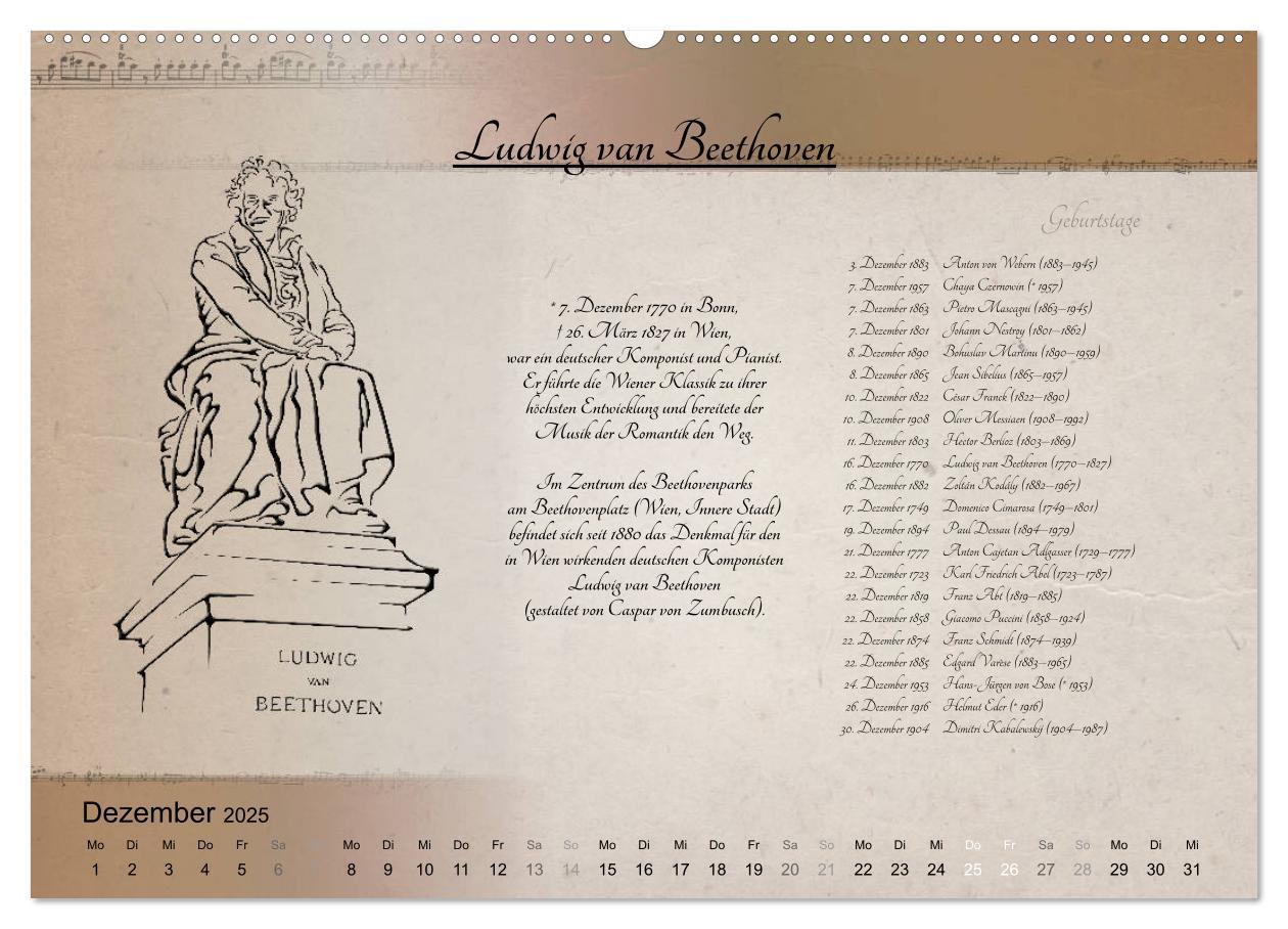 Bild: 9783435302581 | Von Mozart bis Beethoven (Wandkalender 2025 DIN A2 quer), CALVENDO...