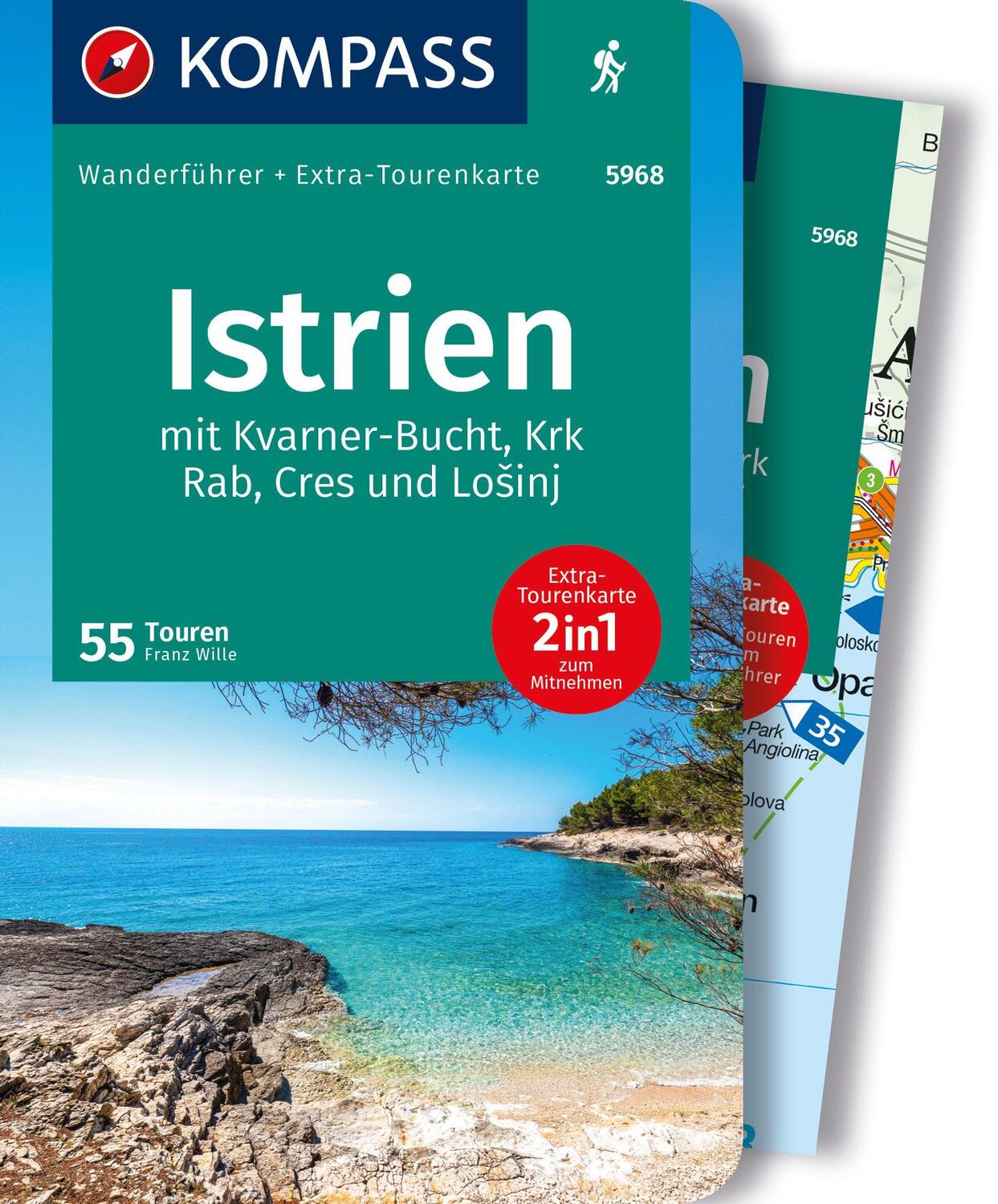 Cover: 9783991218210 | KOMPASS Wanderführer Istrien mit Kvarner-Bucht, Krk, Rab, Cres und...