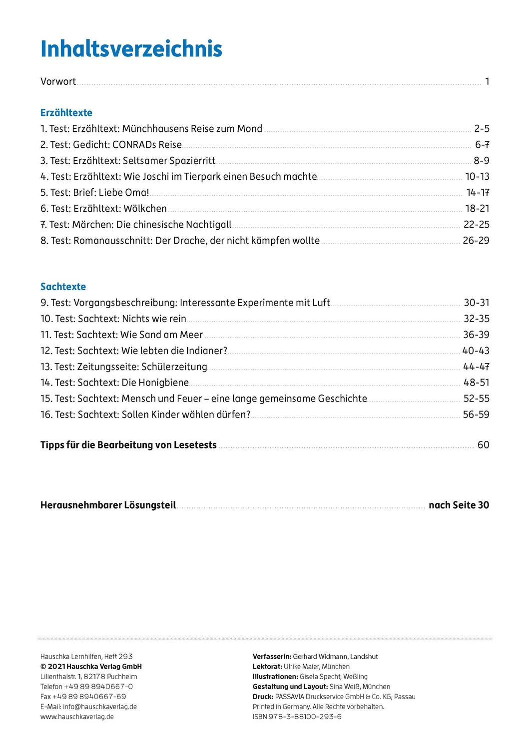 Bild: 9783881002936 | Lesetests in Deutsch - Lernzielkontrollen 3. Klasse, A4- Heft | 2019