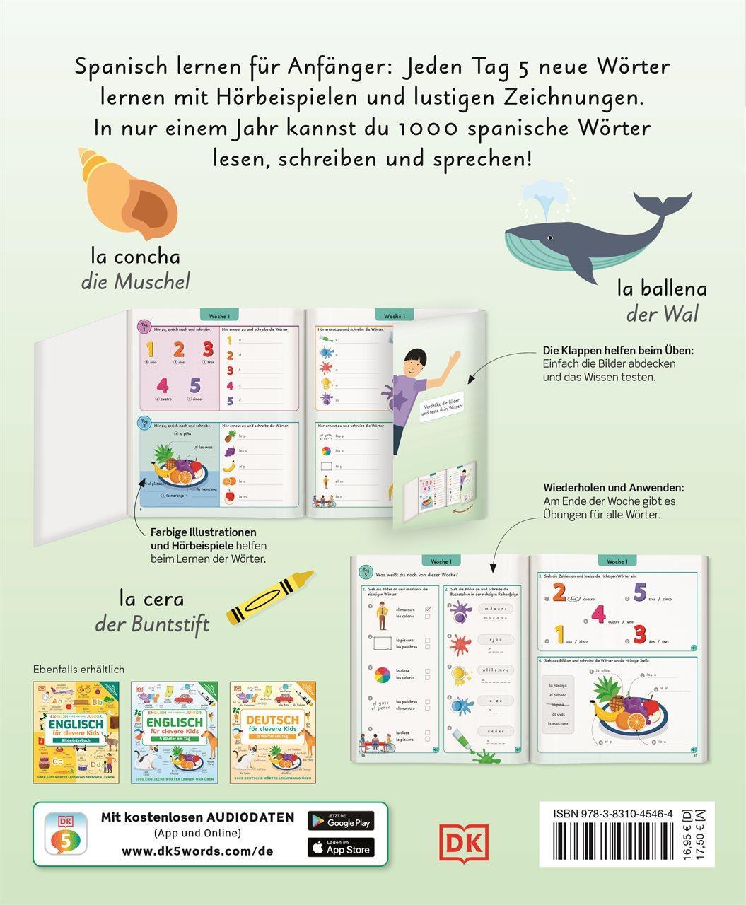 Rückseite: 9783831045464 | Spanisch für clevere Kids - 5 Wörter am Tag | Taschenbuch | Deutsch