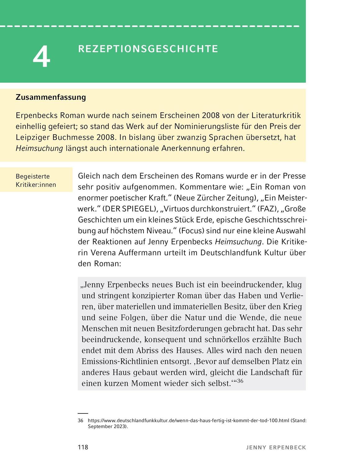 Bild: 9783804420984 | Heimsuchung von Jenny Erpenbeck - Textanalyse und Interpretation