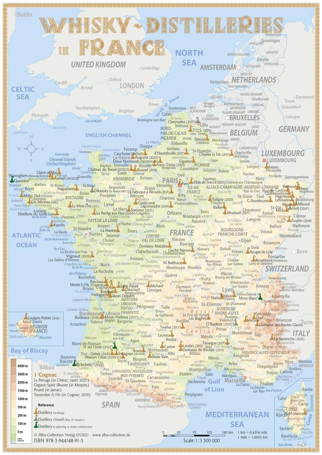 Cover: 9783944148915 | Whisky Distilleries France and BeNeLux - Tasting Map | Hirst | 2021