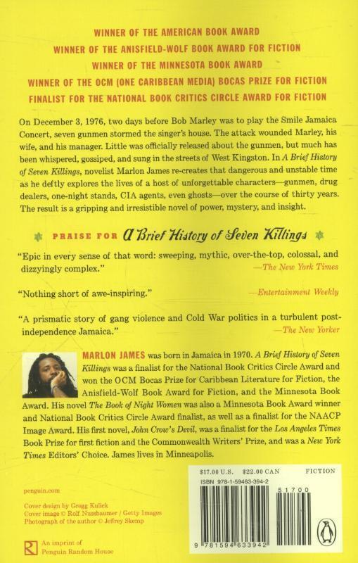 Rückseite: 9781594633942 | A Brief History of Seven Killings | A Novel | Marlon James | Buch
