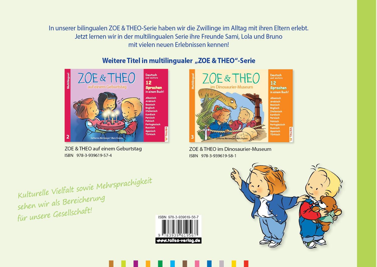 Rückseite: 9783939619567 | ZOE &amp; THEO malen im Kindergarten (Multilingual!). 3er-Band Nr. 1