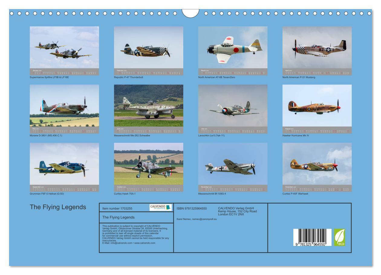 Bild: 9781325964550 | The Flying Legends (Wall Calendar 2025 DIN A3 landscape), CALVENDO...