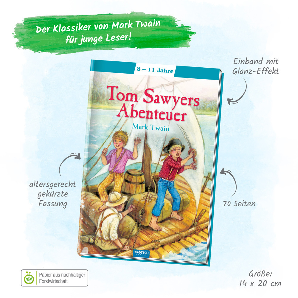 Bild: 9783957743749 | Tom Sawyers Abenteuer | Mark Twain | Buch | Geklebt | 70 S. | Deutsch