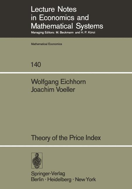 Cover: 9783540080596 | Theory of the Price Index | Fisher¿s Test Approach and Generalizations