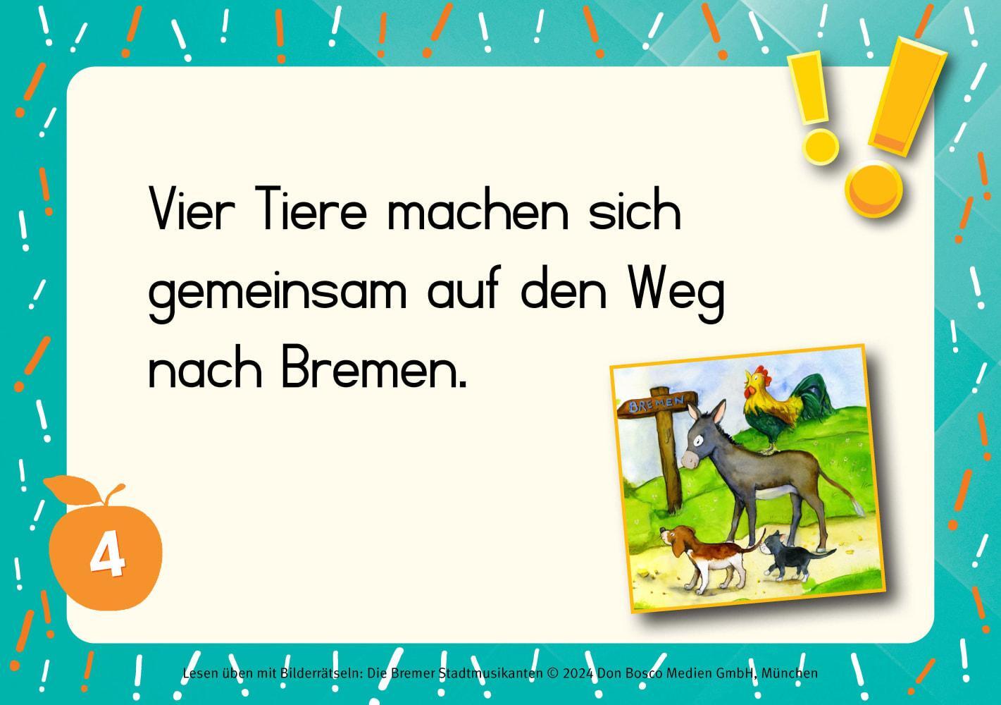 Bild: 4260694922224 | Lesen üben mit Bilderrätseln: Die Bremer Stadtmusikanten. 34...