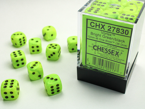 Cover: 850365002177 | Vortex® 12mm d6 Bright Green/black Dice Block™ (36 dice) | deutsch