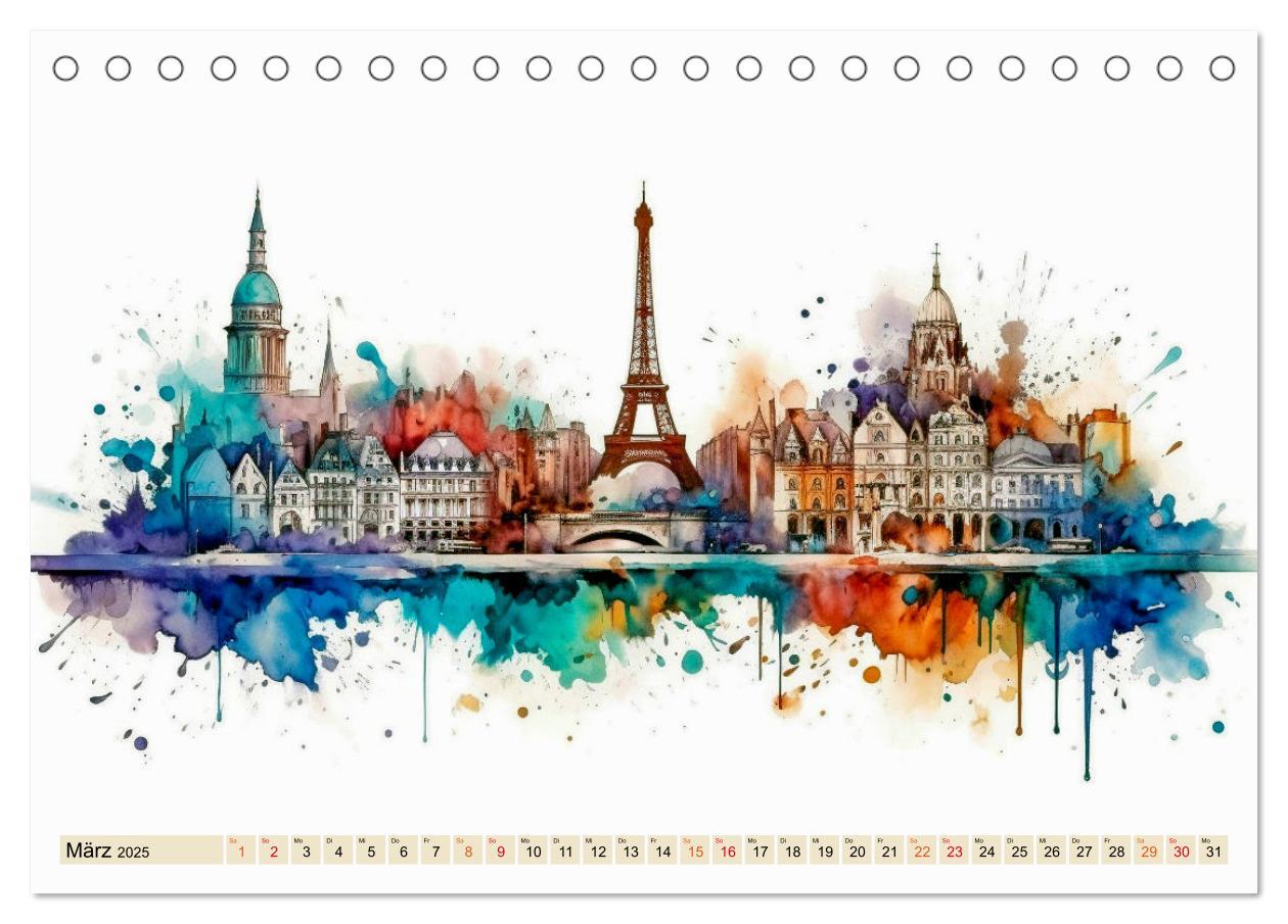 Bild: 9783383898310 | Skylines - bunte Städte (Tischkalender 2025 DIN A5 quer), CALVENDO...