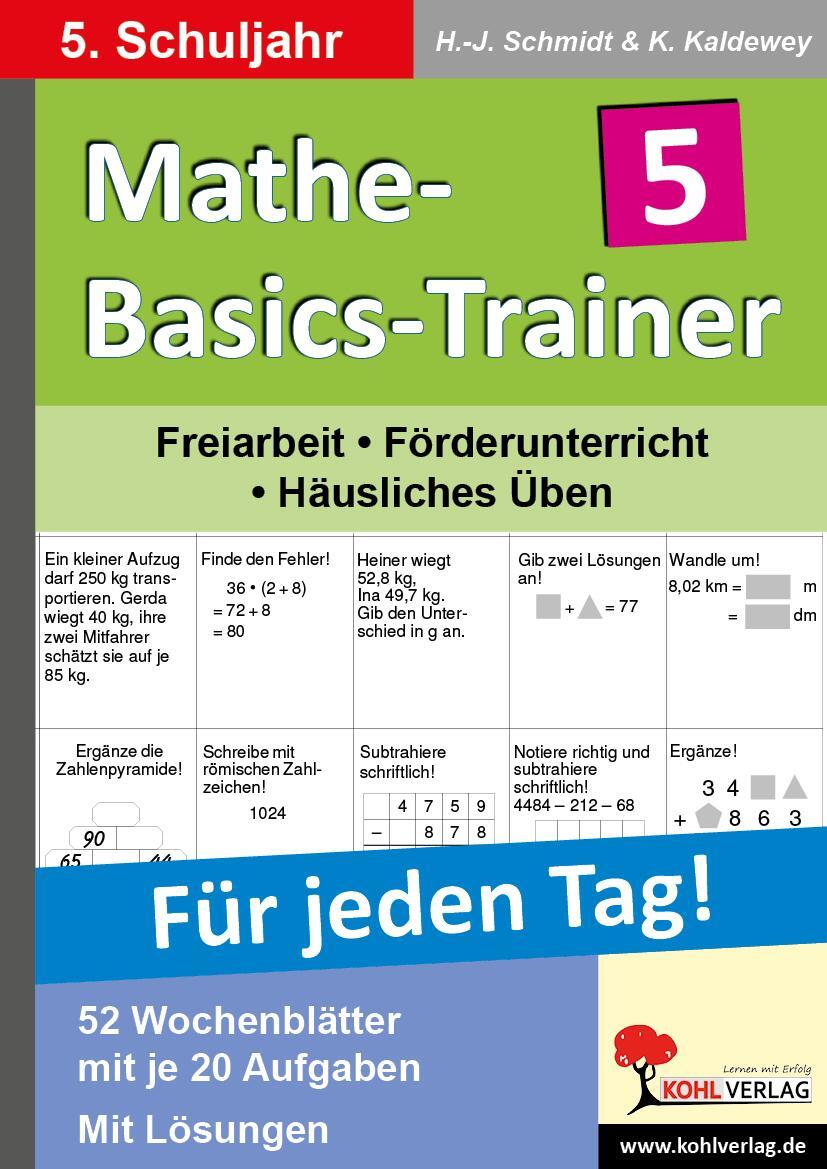 Cover: 9783866323384 | Mathe-Basics-Trainer / 5. Schuljahr Für jeden Tag! | Broschüre | 2010