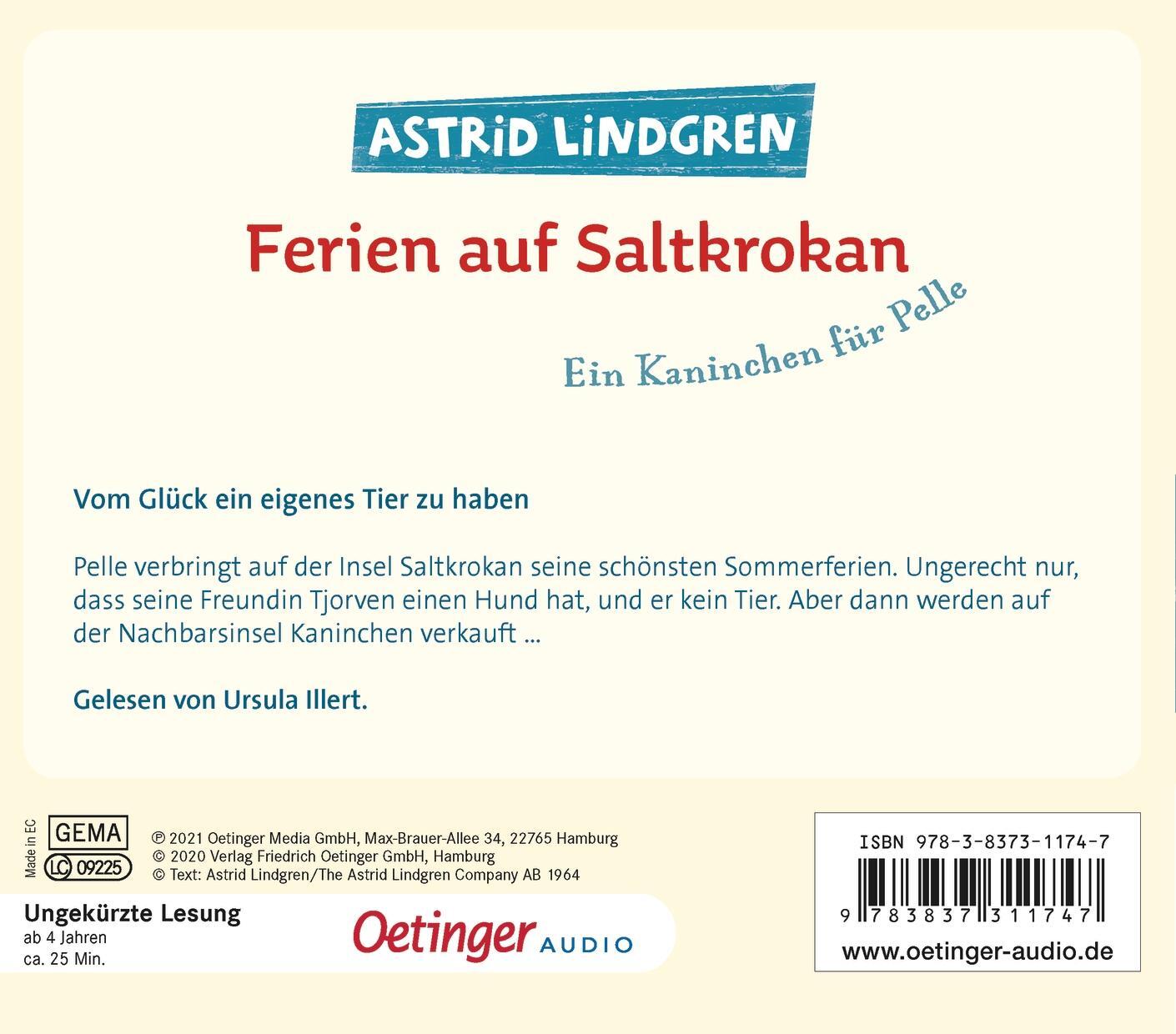 Rückseite: 9783837311747 | Ferien auf Saltkrokan. Ein Kaninchen für Pelle | Astrid Lindgren | CD