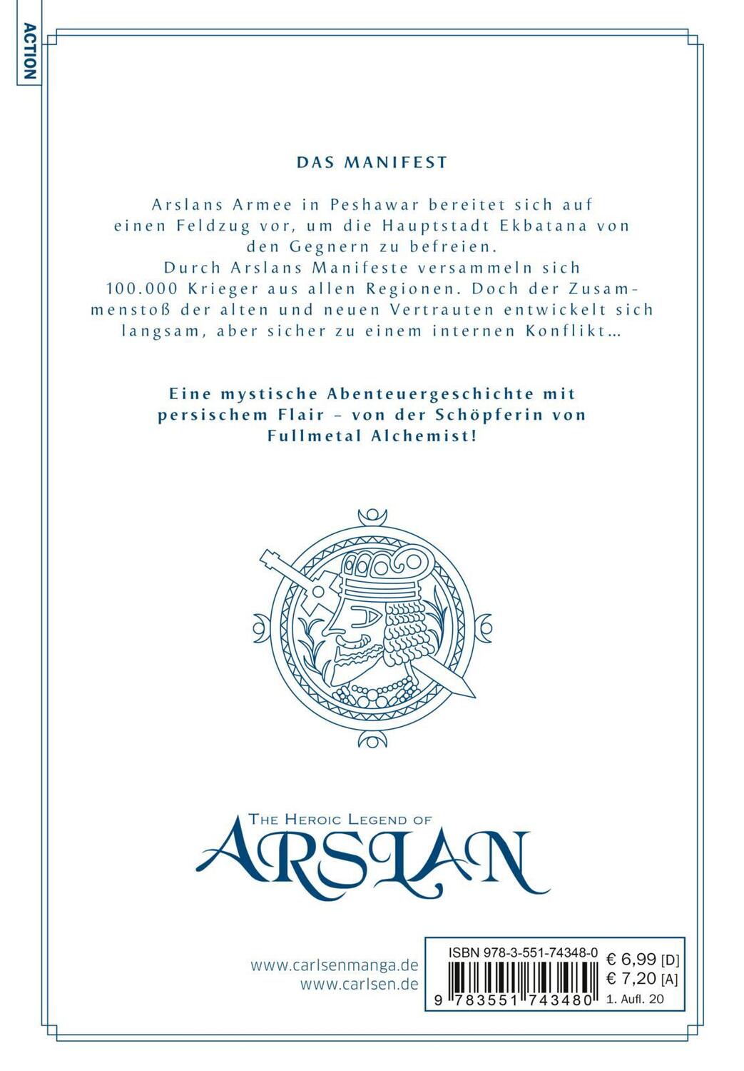 Rückseite: 9783551743480 | The Heroic Legend of Arslan 11 | Hiromu Arakawa (u. a.) | Taschenbuch