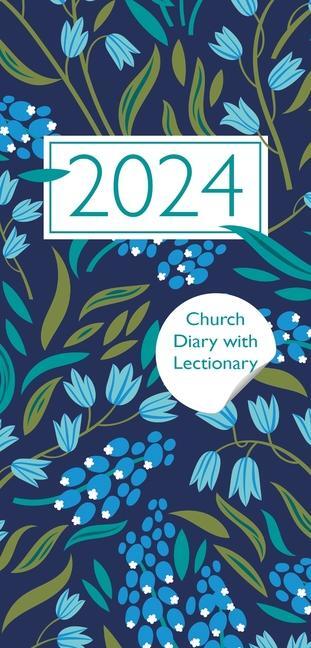 Cover: 9780281089598 | Church Pocket Book and Diary 2024 Navy Floral with Lectionary | Spck