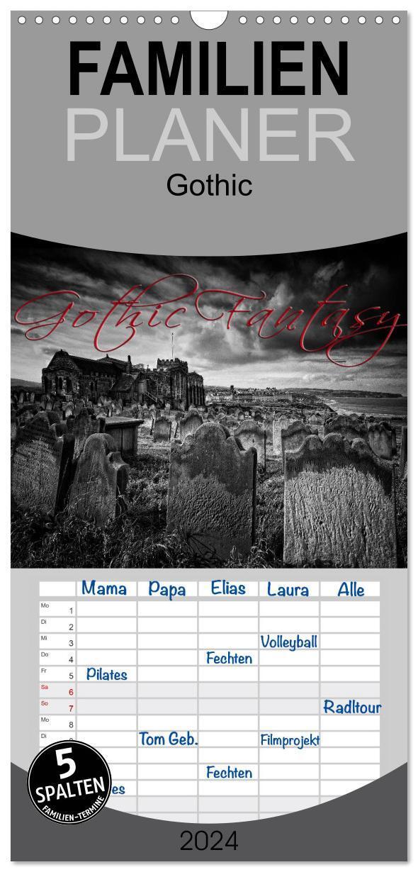 Cover: 9783383076053 | Familienplaner 2024 - Gothic Fantasy mit 5 Spalten (Wandkalender,...