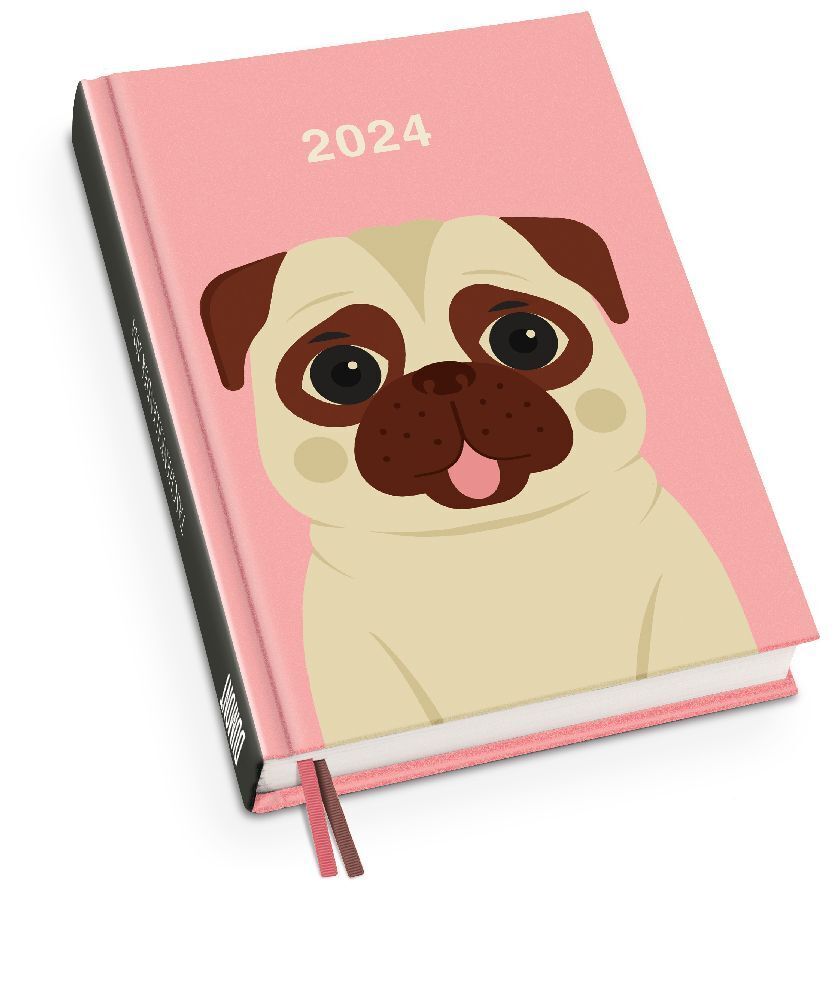 Cover: 4250809652504 | Mops Taschenkalender 2024 - Tier-Illustration von Dawid Ryski -...