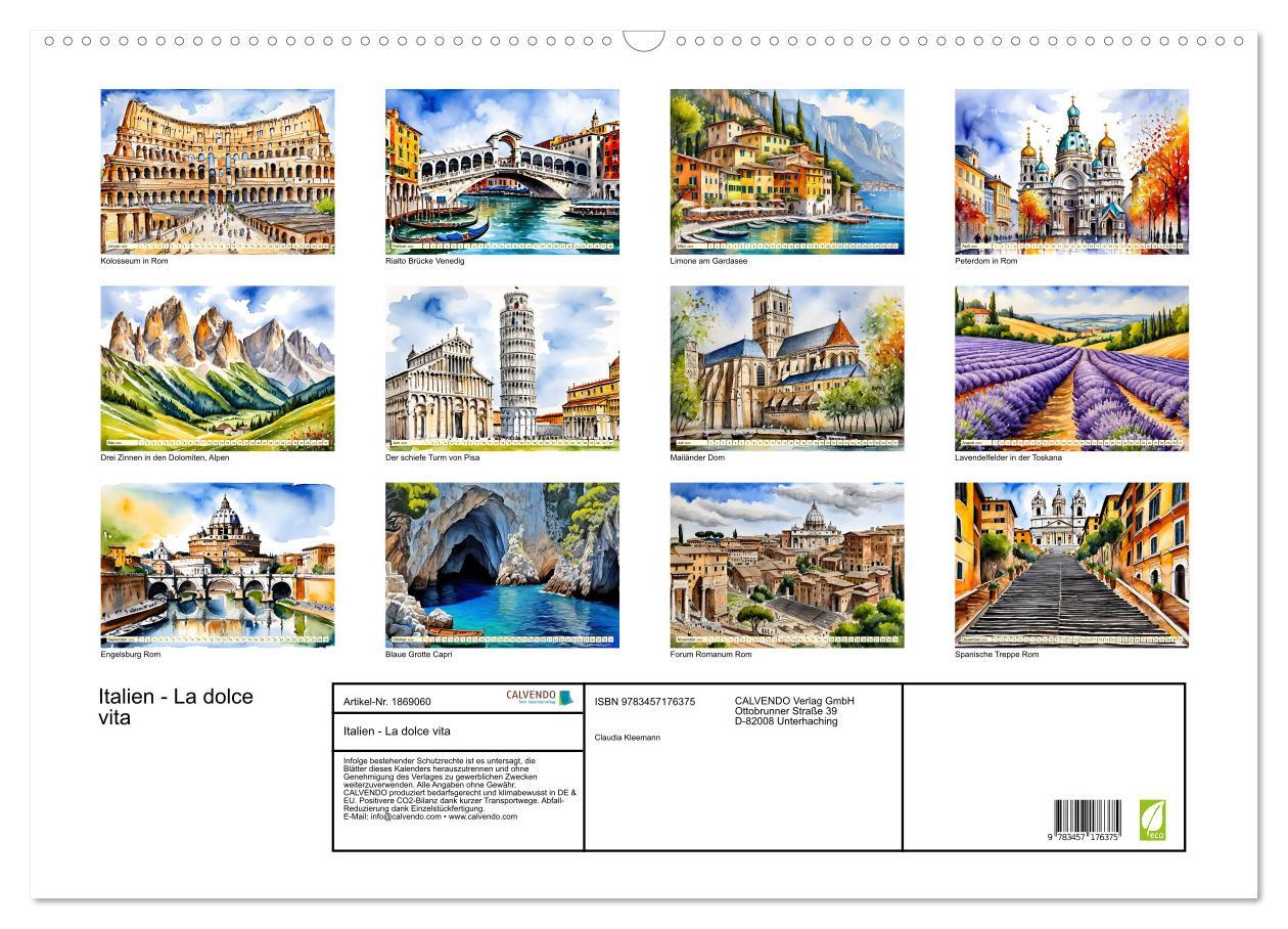 Bild: 9783457176375 | Italien - La dolce vita (Wandkalender 2025 DIN A2 quer), CALVENDO...