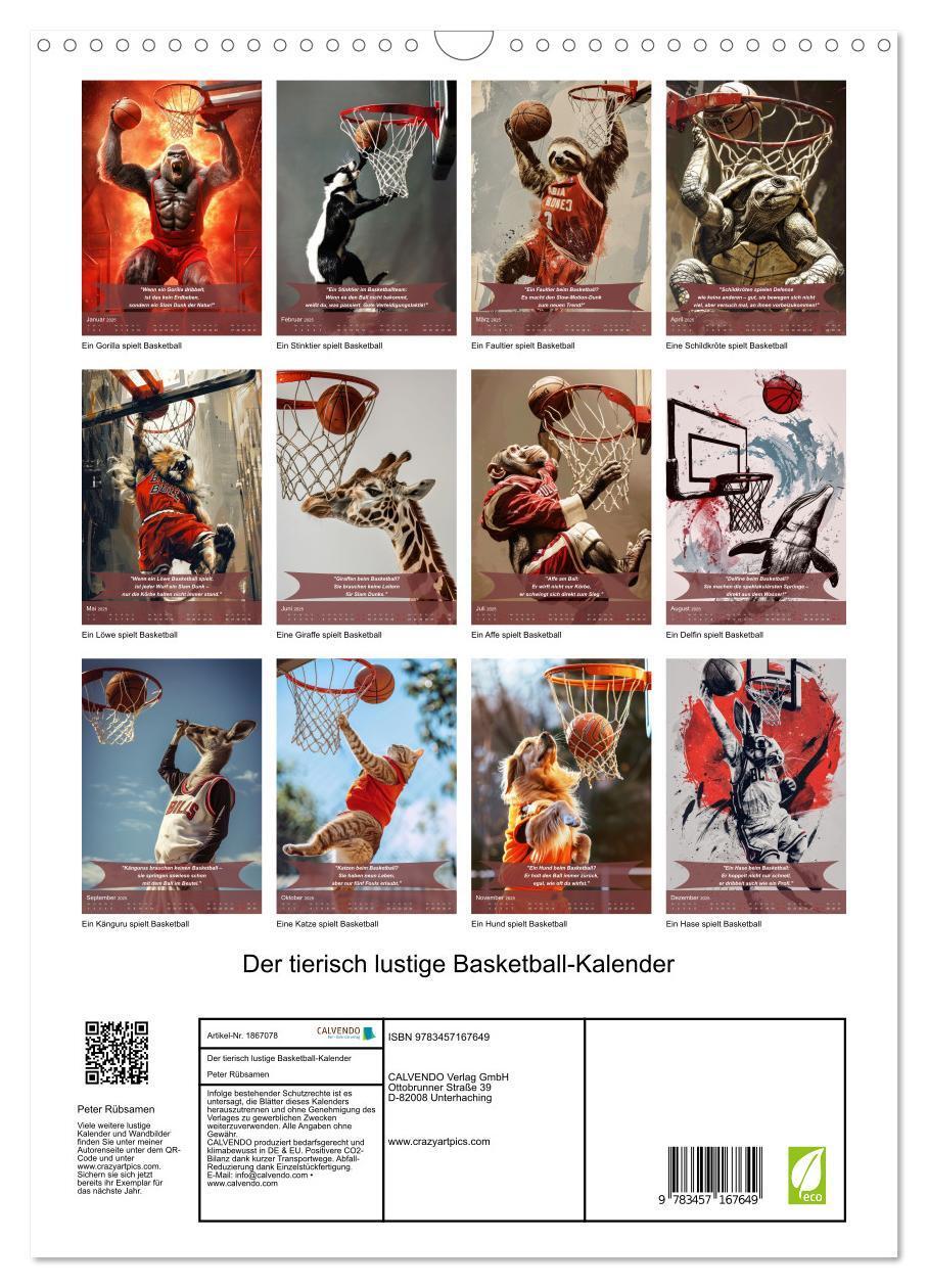 Bild: 9783457167649 | Der tierisch lustige Basketball-Kalender (Wandkalender 2025 DIN A3...