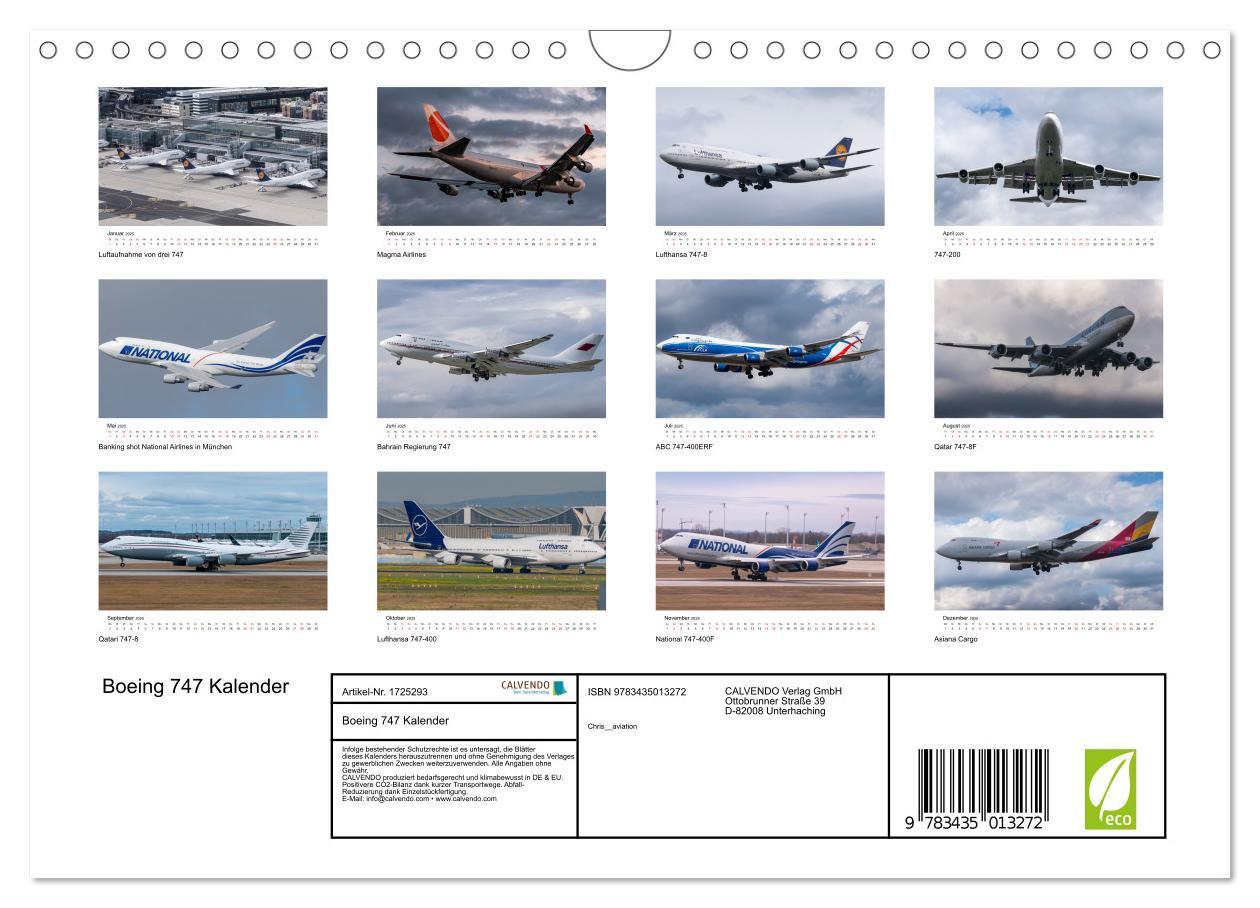 Bild: 9783435013272 | Boeing 747 Kalender (Wandkalender 2025 DIN A4 quer), CALVENDO...