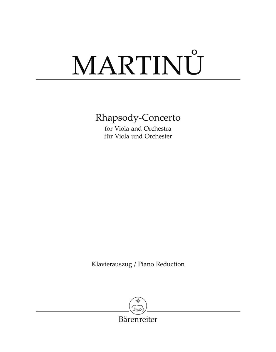 Cover: 9790006446872 | Rhapsody-Concerto | Bohuslav Martinu | Klavierauszug