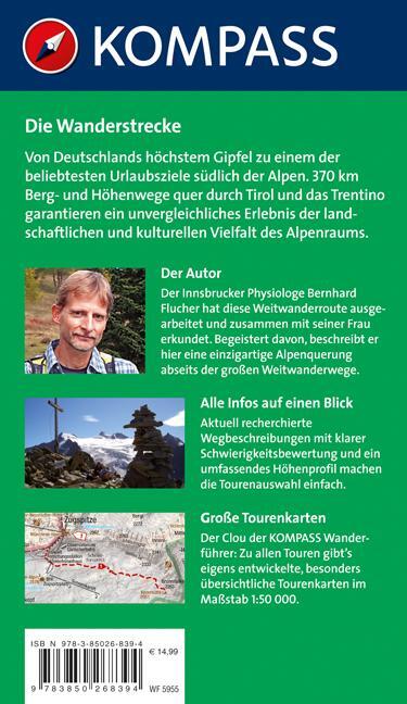 Rückseite: 9783850268394 | Von der Zugspitze zum Gardasee, Weitwanderführer | Bernhard Flucher