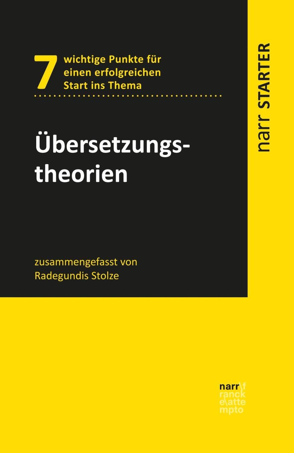 Cover: 9783823380290 | Übersetzungstheorien | Radegundis Stolze | Taschenbuch | 94 S. | 2016