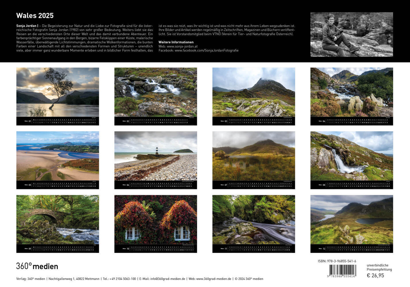 Bild: 9783968555416 | 360° Wales Premiumkalender 2025 | Sonja Jordan | Kalender | 13 S.