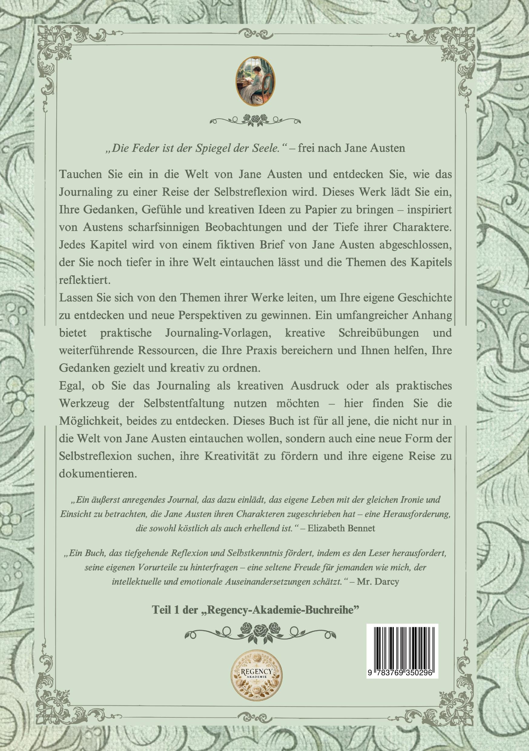 Rückseite: 9783769350296 | Schreibende Herzen | Mit Jane Austen das Journaling entdecken | Müller