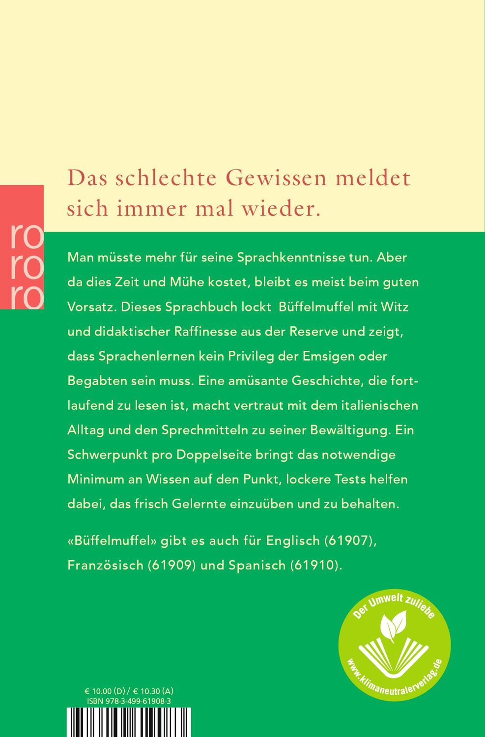 Rückseite: 9783499619083 | Italienisch für Büffelmuffel | Jutta J. Eckes | Taschenbuch | sprachen