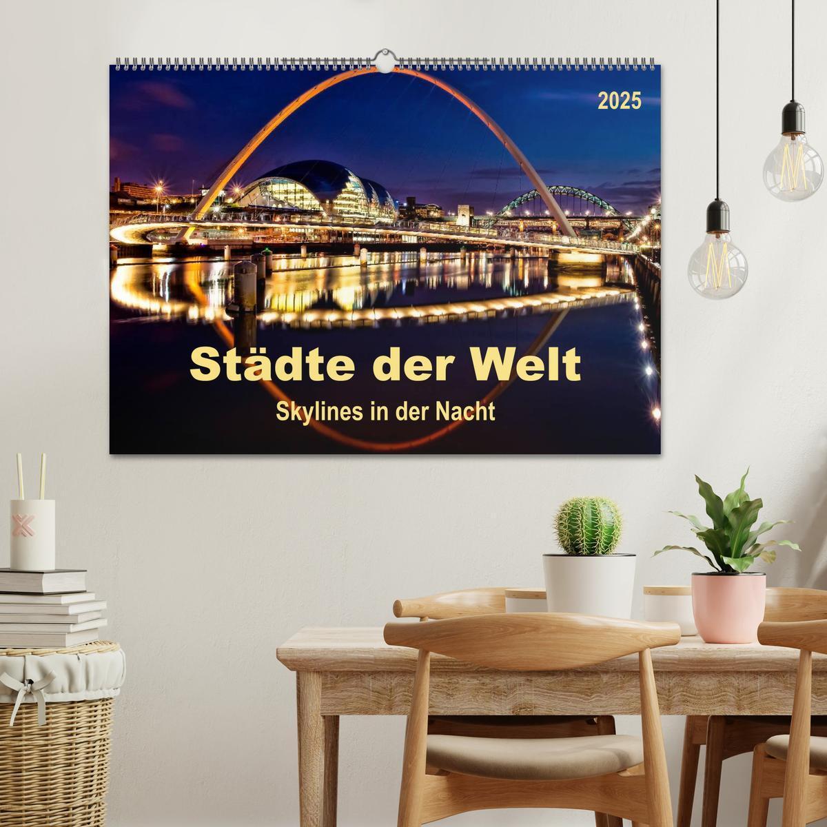 Bild: 9783435585564 | Städte der Welt - Skylines in der Nacht (Wandkalender 2025 DIN A2...